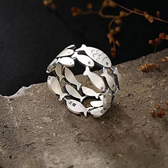Silver 925 Fish Boho Ring #806 - Picture 4 of 10